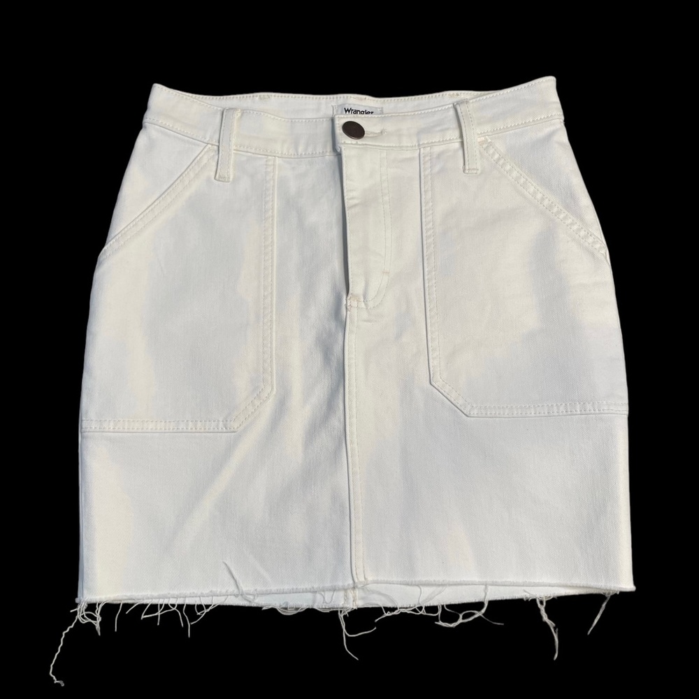 Wrangler White Raw Hem Mini Skirt Womens 27